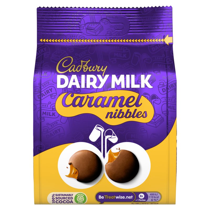 Cadbury Dairy Milk Caramel Nibbles Chocolate Bag - 85g (Pack of 10)