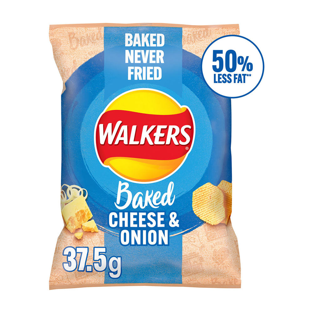 Walkers Baked Cheese & Onion Potato Crisps 37.5g (Box of 32) BEST BEFORE - 15/11/25