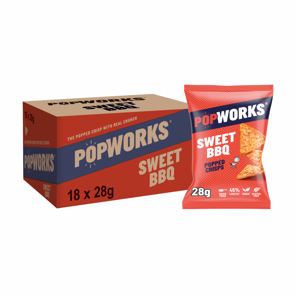 Walkers Popworks BBQ Crisps - 28g (Box of 18)