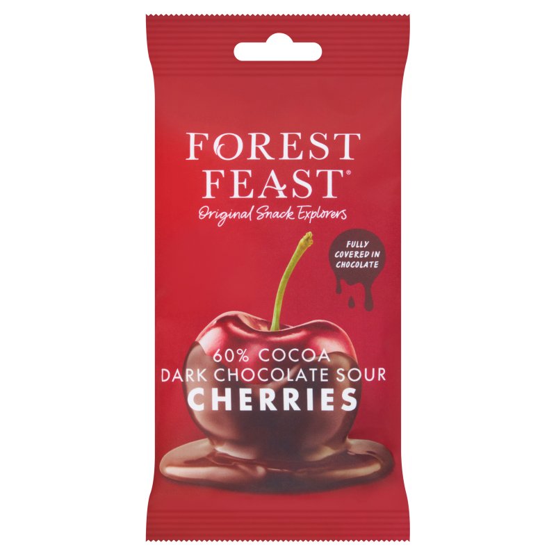 Forest Feast 60% Dark Chocolate Sour Cherries – 40g (Pack of 12)