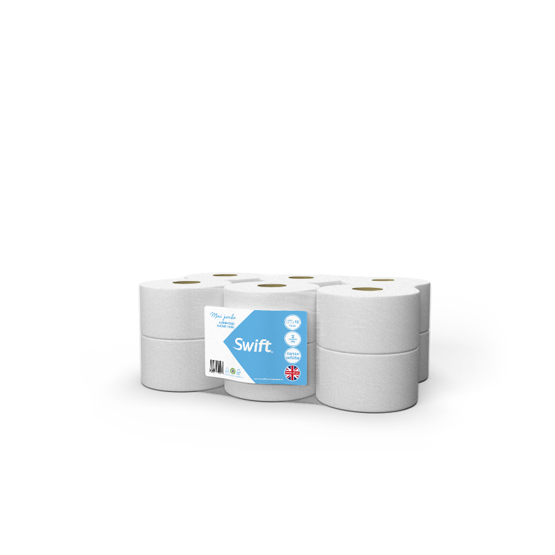 Swift Mini Jumbo Toilet Roll 2 Ply Essential (Pack of 12)