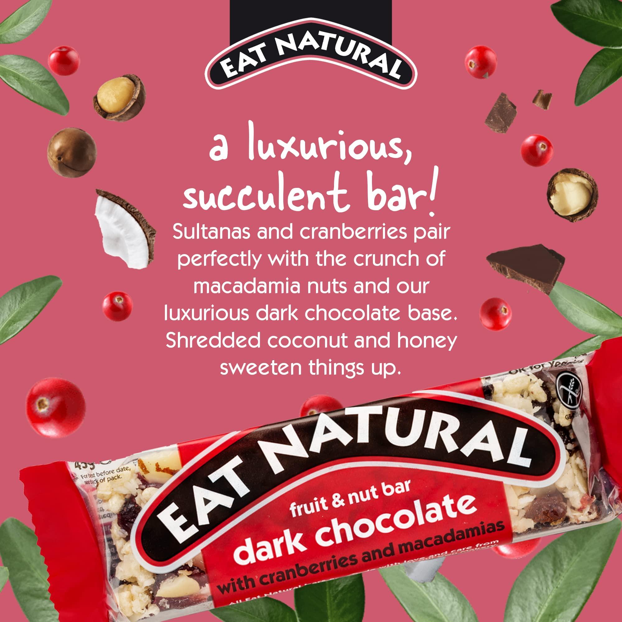 Eat Natural - Fruit & Nut Bar - Dark Chocolate With Cranberries & Macadamias x 12 - Vending Superstore