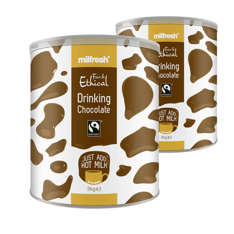 Milfresh Fair & Ethical Instant Hot Chocolate 2kg Tin (Add Hot Milk) - Vegan - Vending Superstore