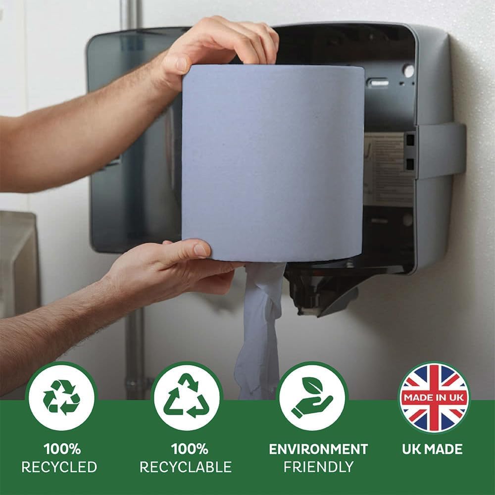 Swift Blue Economy Embossed 2 Ply Essential Centrefeed Paper Rolls Blue (Pack of 6)