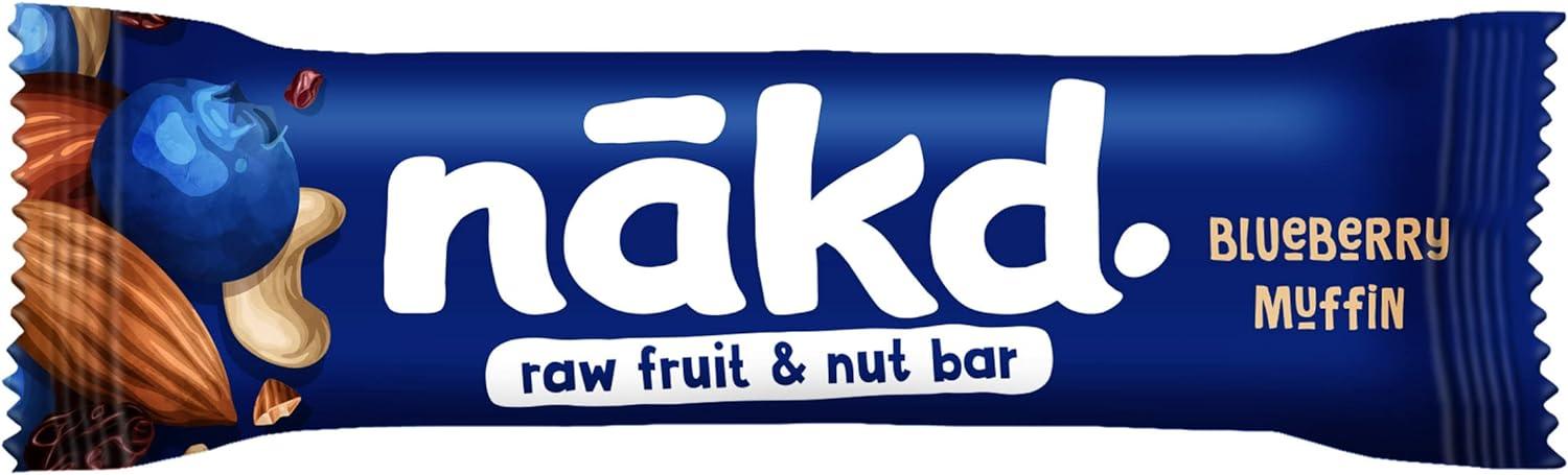 Nakd Blueberry Muffin Natural Fruit & Nut Bars - Vegan - Healthy Snack - Gluten Free - 35g x 18 bars - Vending Superstore