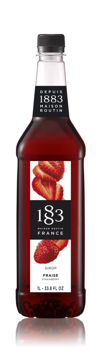 1883 Maison Routin Syrup - 1 Litre Plastic Bottle - Strawberry Flavour - Vending Superstore