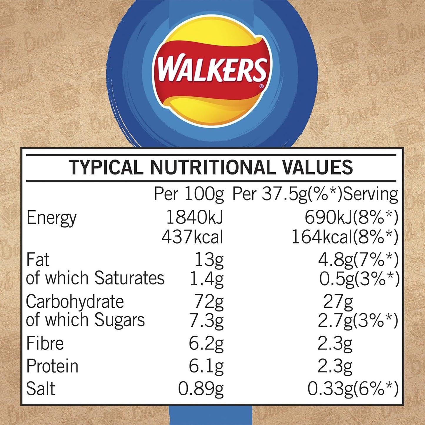 Walkers Baked Cheese & Onion Potato Crisps 37.5g (Box of 32)