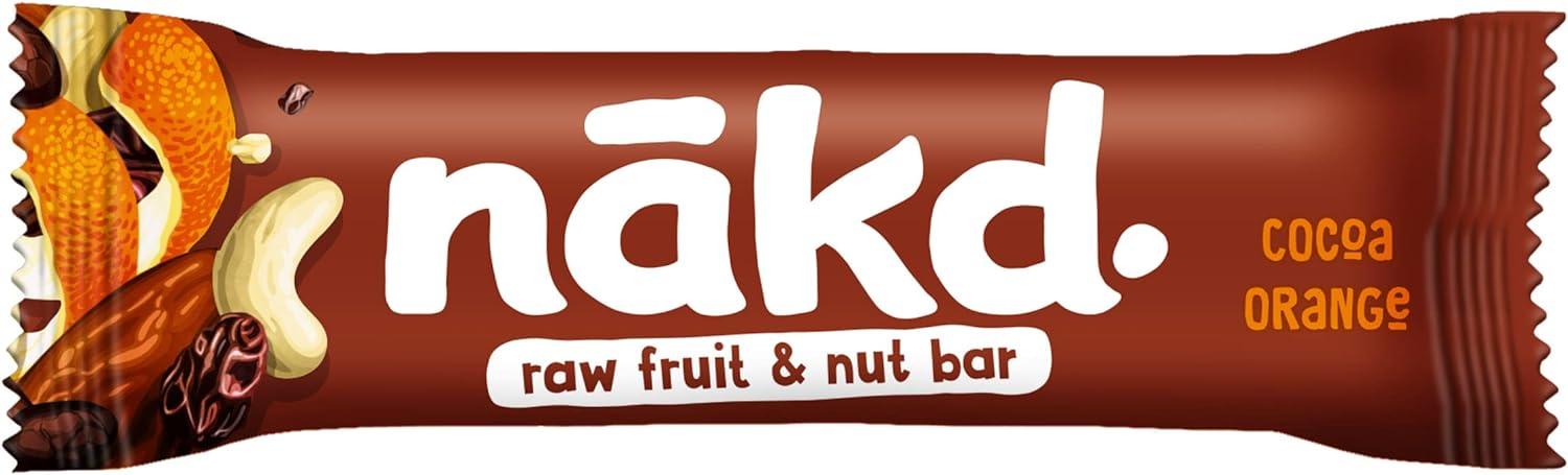 Nakd Cocoa Orange Natural Fruit & Nut Bars - Vegan - Healthy Snack - Gluten Free - 35g x 18 bars - Vending Superstore