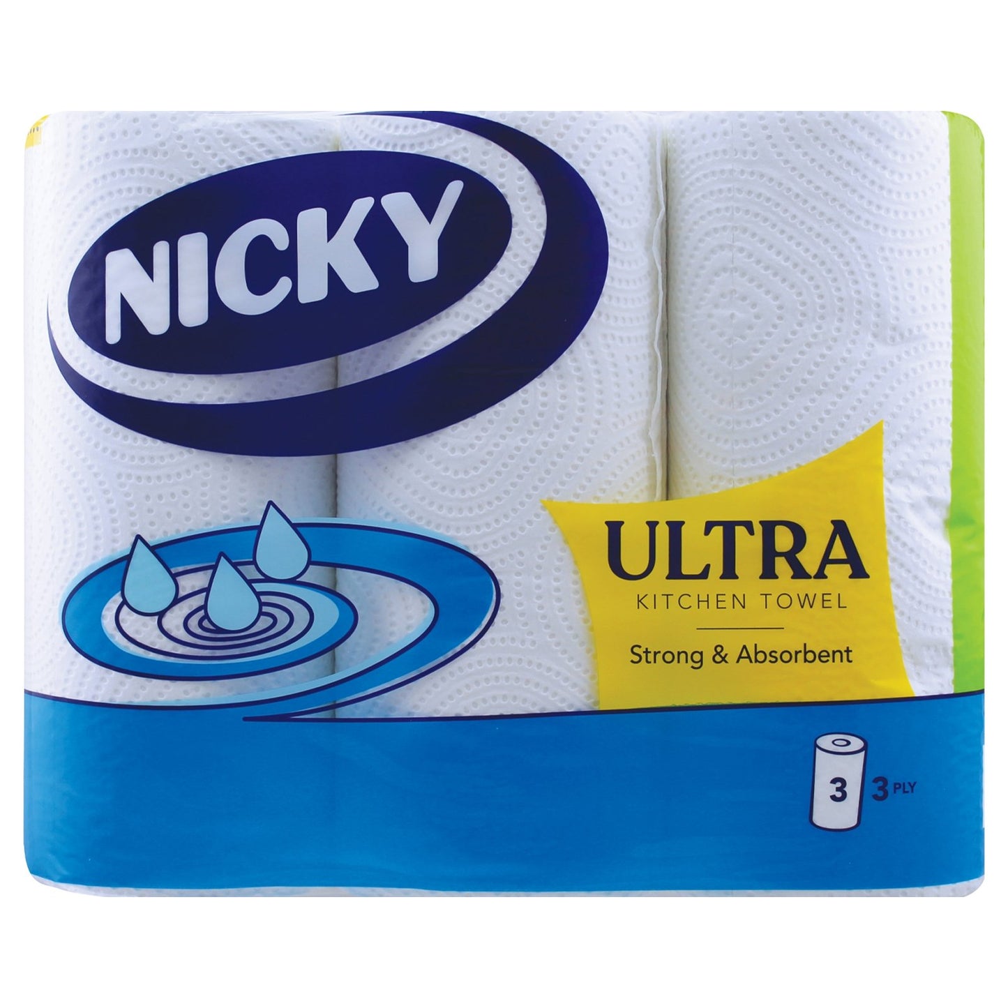 Nicky Ultra 3ply Kitchen Towel Roll - 3 Pack