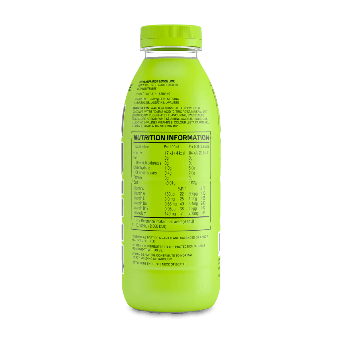 PRIME Hydration Lemon & Lime Bottles (12 Pack) 500ml x 12 - Vending Superstore