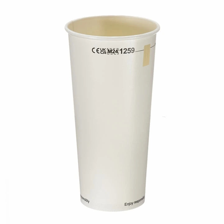 White Paper Pint Tumbler (568ml) with Window – Aqueous Lined Biodegradable(Box of 500)
