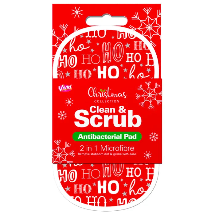 Christmas Design 2 in 1 Antibacterial Scrubbing Pad - Ho Ho Ho - Vending Superstore