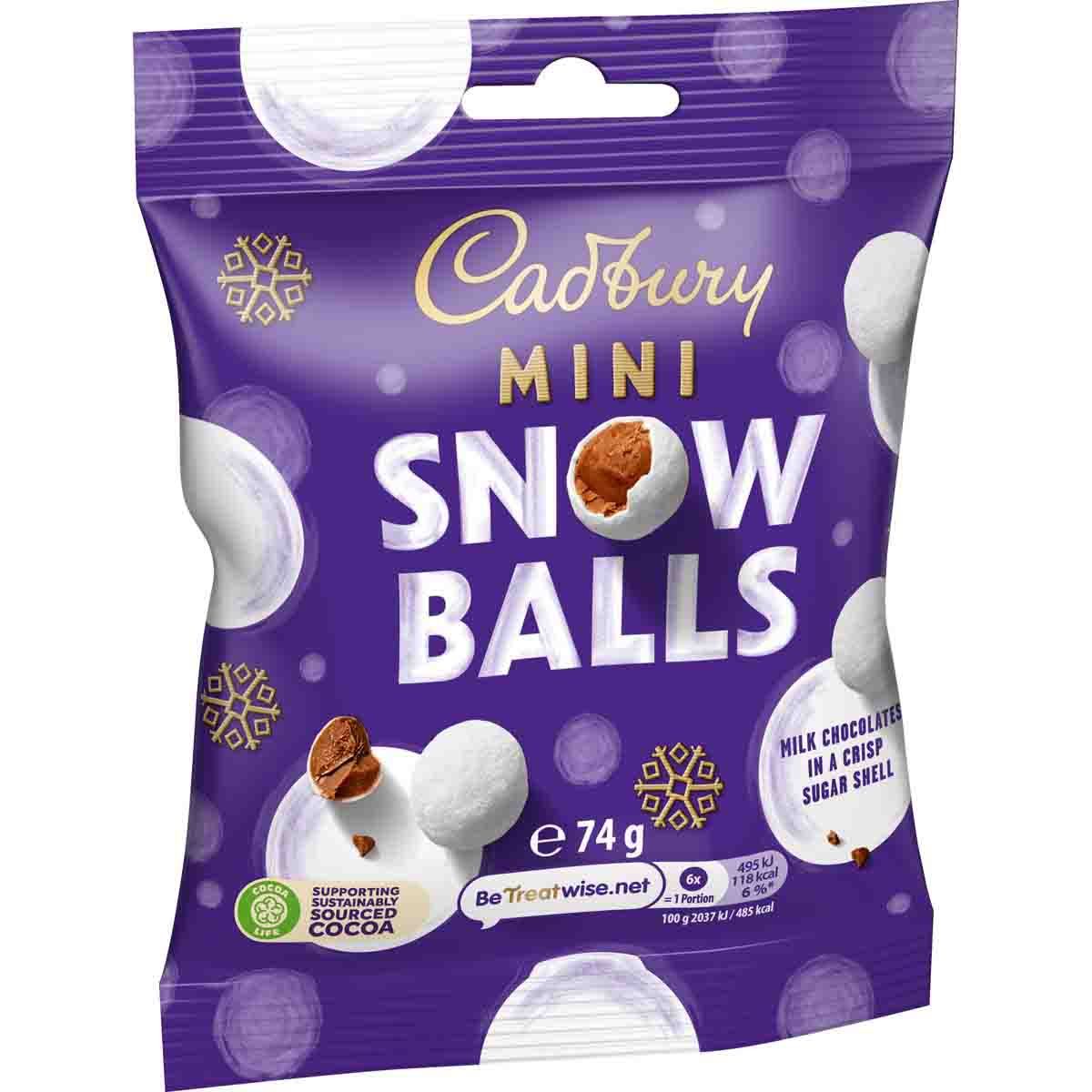 Cadburys Mini Snowballs Bag 74g (Pack of 24)