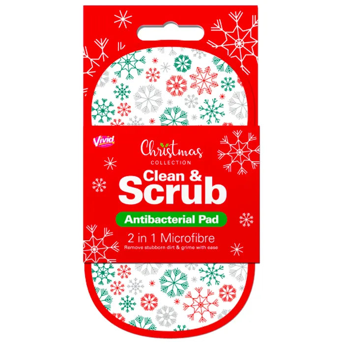 Christmas Design 2 in 1 Antibacterial Scrubbing Pad Snow Flakes - Vending Superstore