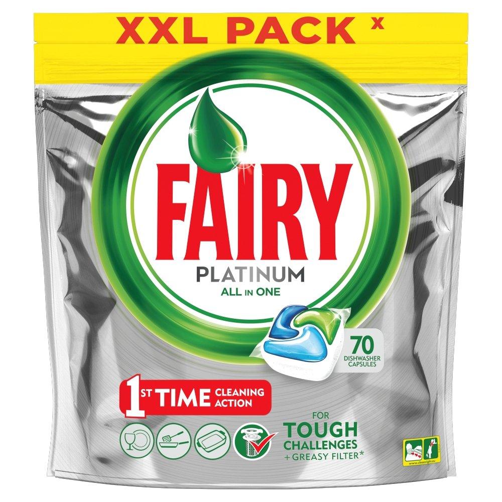 Fairy Platinum XXL Pack Dishwasher Tablets / Capsules - 70 Pack - Vending Superstore