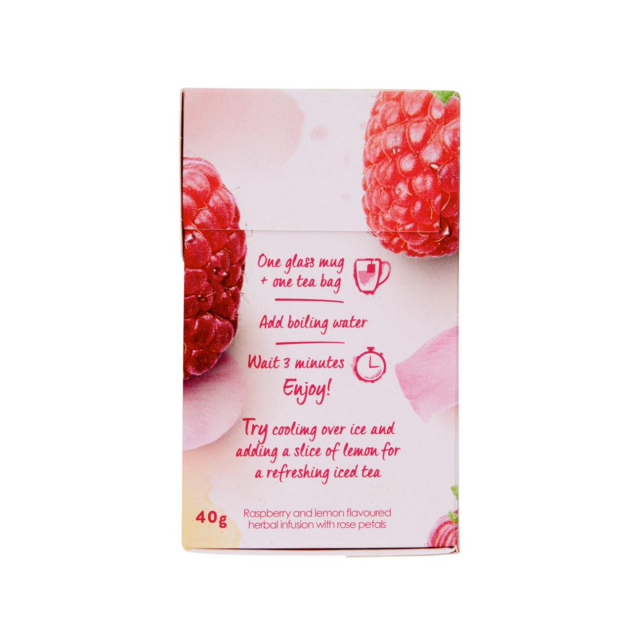 Twinings - Raspberry & Lemon Tea Bags (Non Enveloped) Pack of 20 Tea Bags - Vending Superstore
