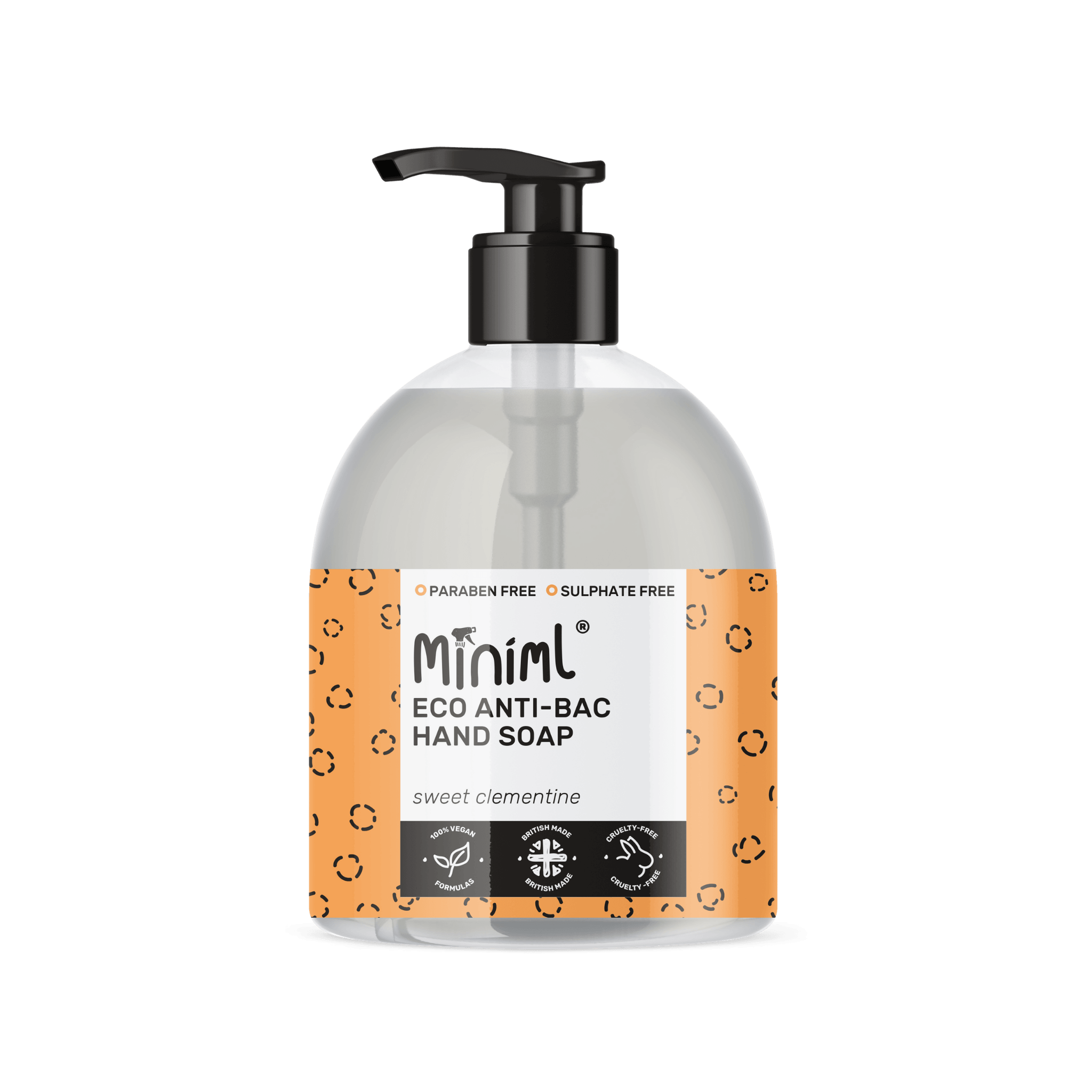 Miniml - Eco Friendly - Anti-Bac Hand Soap - Clementine - 500ml Glass Bottle - Vending Superstore