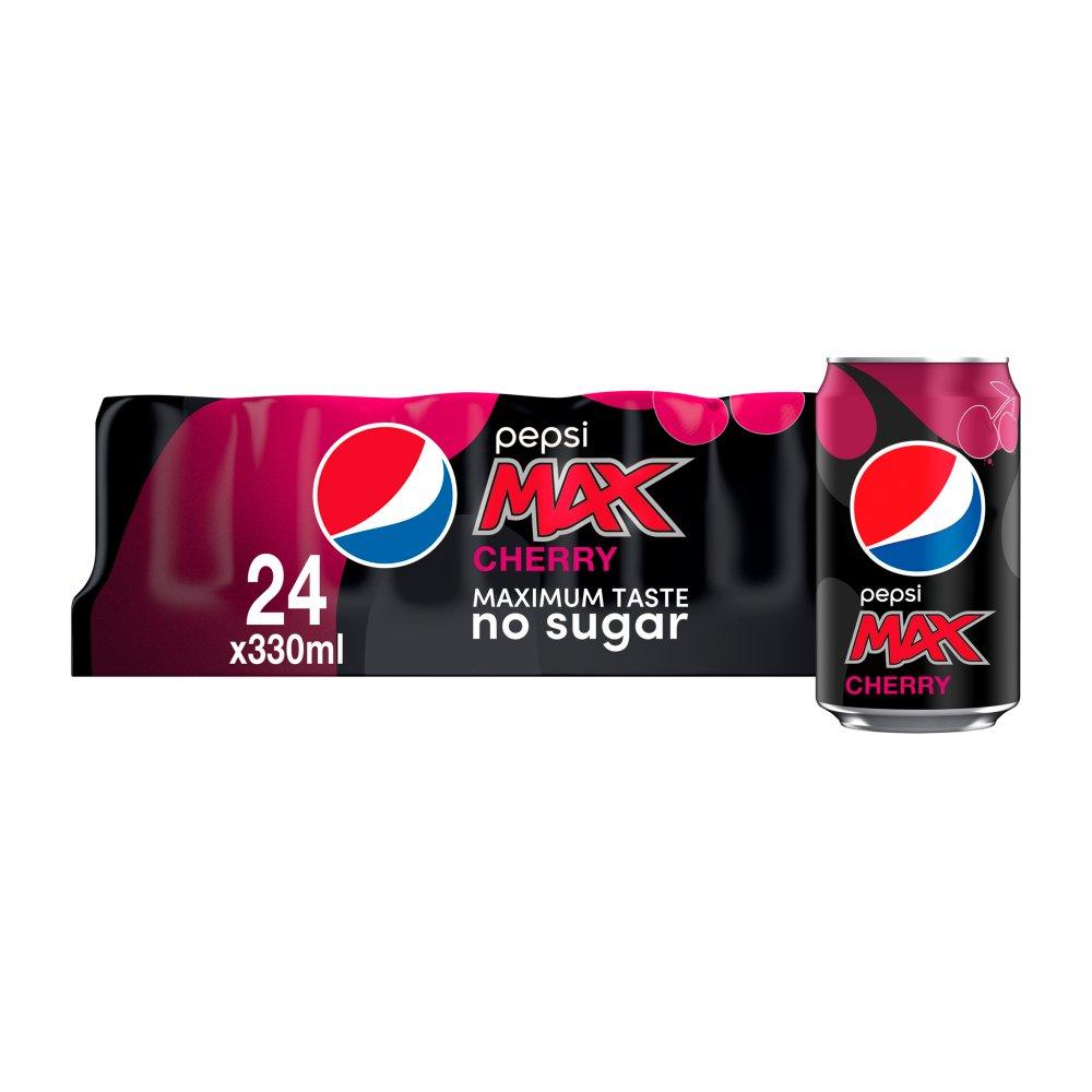 Pepsi Max Cherry: Soft Drink Cans - 24 x 330ml - Vending Superstore