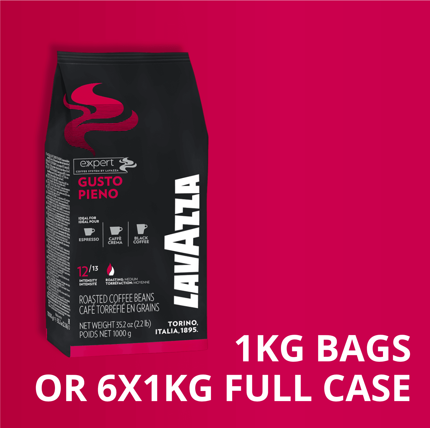 Lavazza Expert Gusto Pieno Coffee Beans (1kg Bags or Full Case) - Vending Superstore