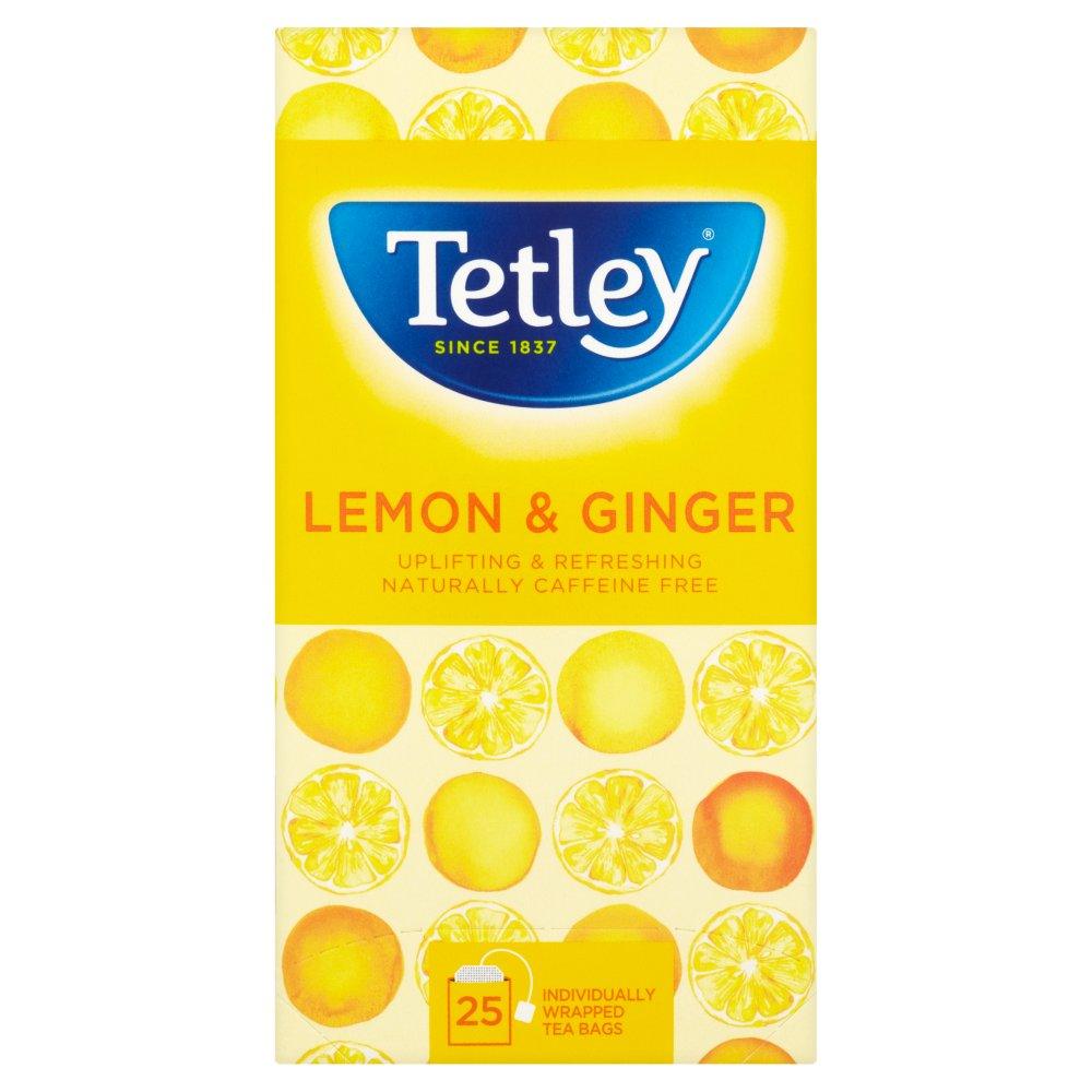 Tetley Tea Herbal: Lemon &amp; Ginger Envelope Tea Bags - 25 Bags - Vending Superstore