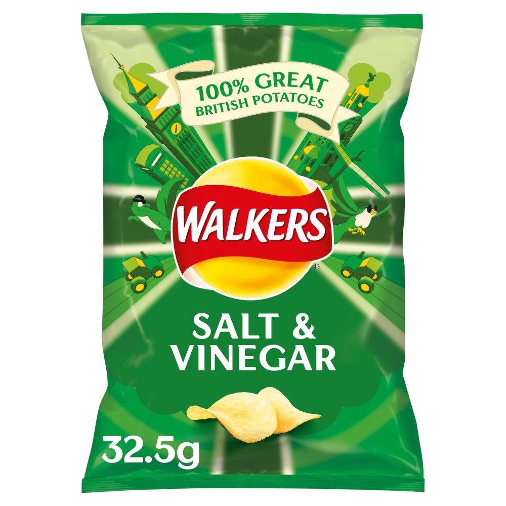 Walkers Crisps: Salt &amp; Vinegar - 32 x 32.5g Case - Vending Superstore