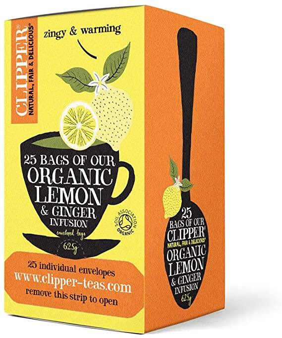 Clipper Box of 25 Envelope Tea Bags - Lemon & Ginger - Vending Superstore