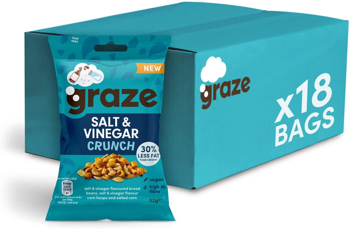 Graze Salt & Vinegar Crunch - Healthier Snacks - 18 x 52g Bags - Vending Superstore