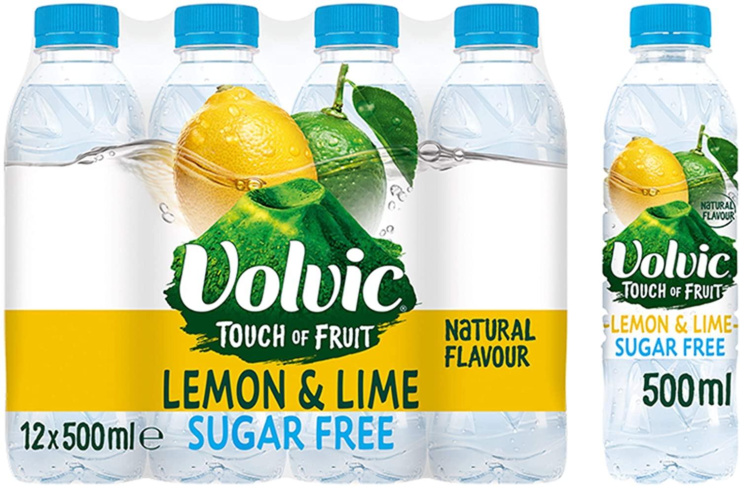Volvic Touch of Fruit Sugar Free Lemon & Lime Flavoured Water, 12 x 500 ml - Vending Superstore