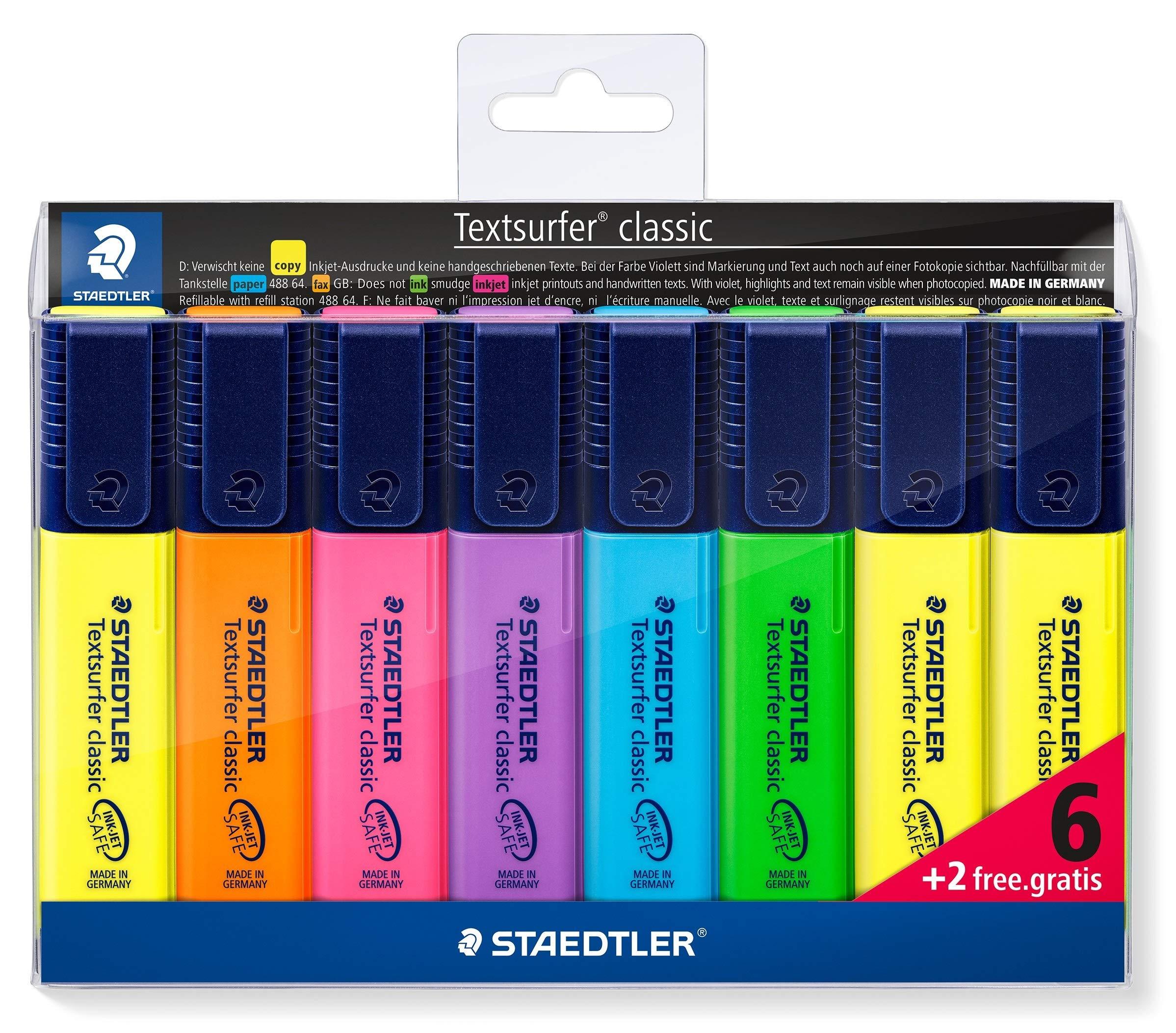 Staedtler: Assorted Colours Textsurfer Highlighters - Pack of 8 - Vending Superstore