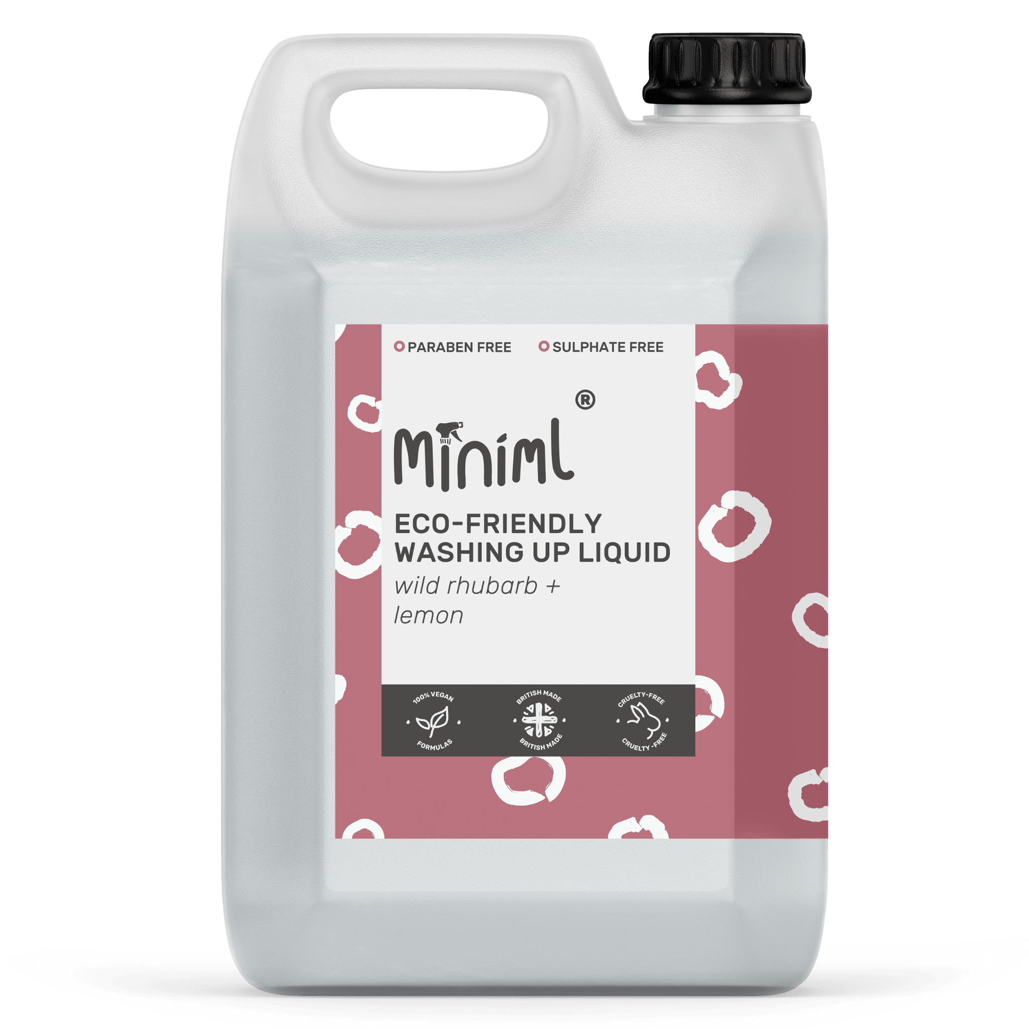 Miniml - Eco Friendly- Washing Up Liquid - Rhubarb + Lemon - 5L Refill - Vending Superstore