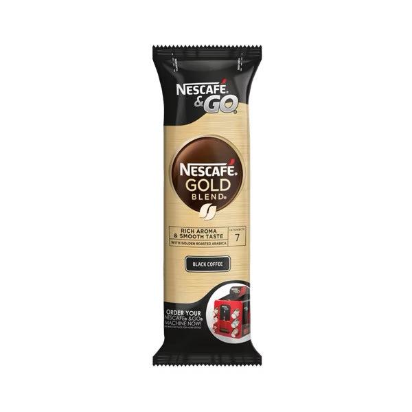 Nescafe &amp; Go - Foil Sealed Drinks: Gold Blend Black Coffee - Sleeve Of 8 Cups - Vending Superstore
