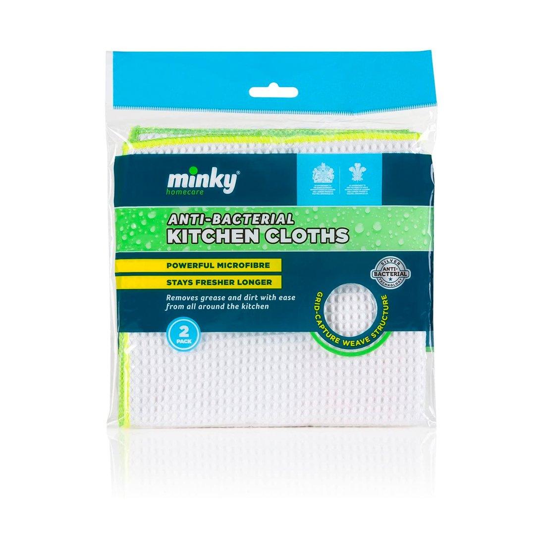 Minky Microfibre Anti-Bacterial Long Lasting Kicthen Cloths 2 Pk - Vending Superstore