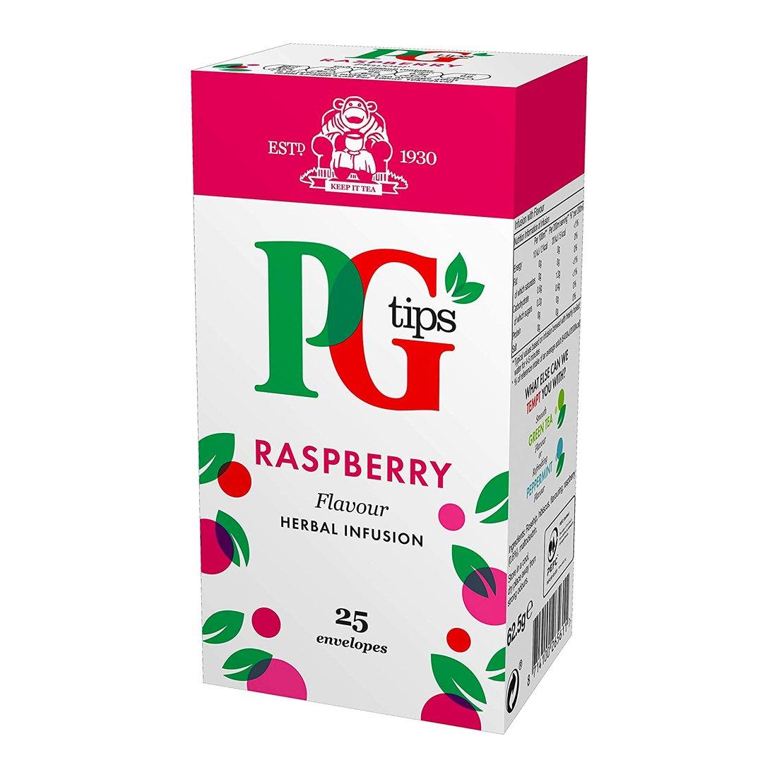 PG Tips Herbal: Raspberry Envelope Tea Bags - 25 Bags - Vending Superstore