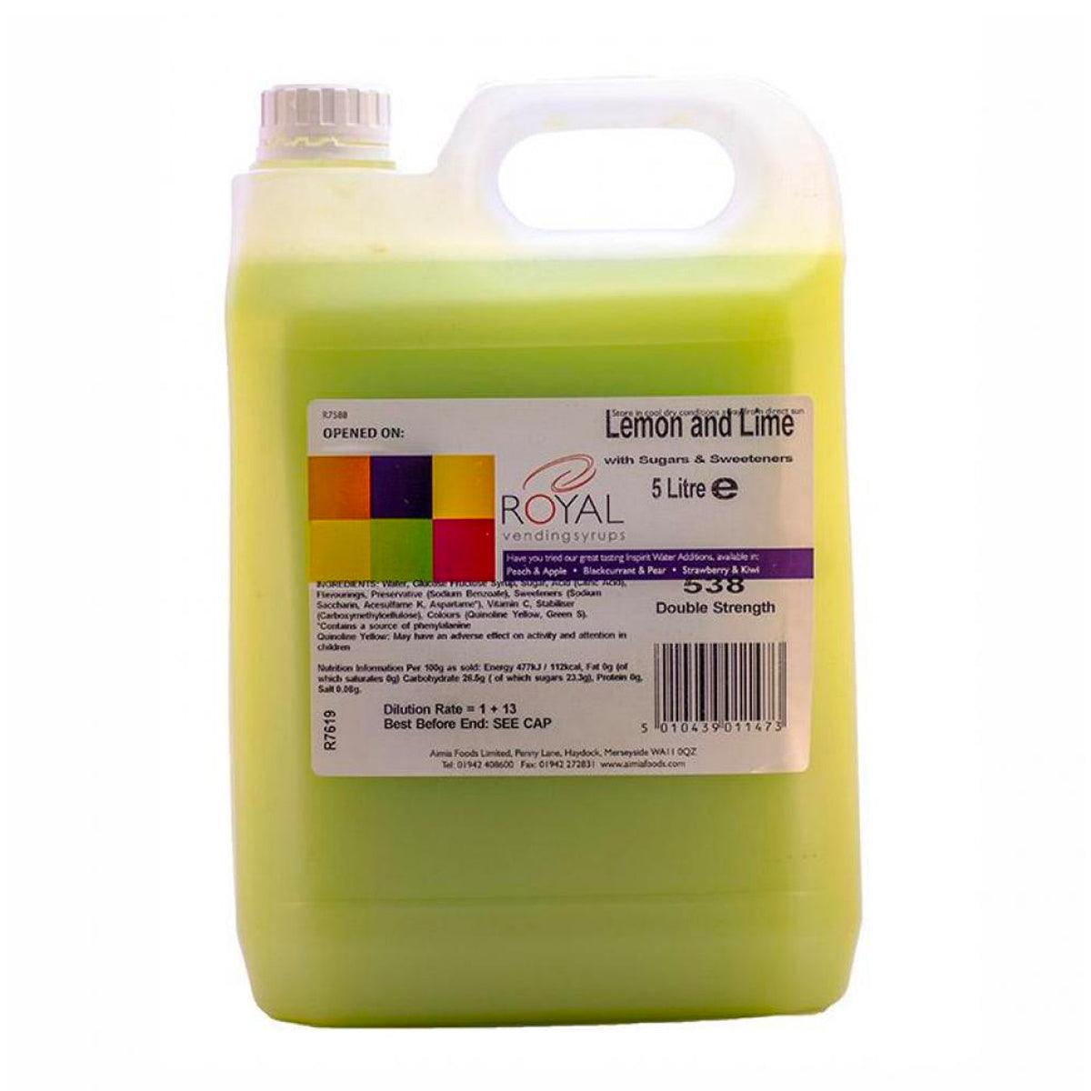 Royal Vending Syrup: Lemon & Lime - 5 Litre - Vending Superstore