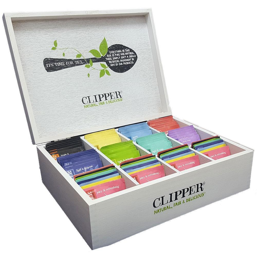 Clipper Tea 12 Compartment Wooden Display Box (Fits 96 envelopes) - Vending Superstore