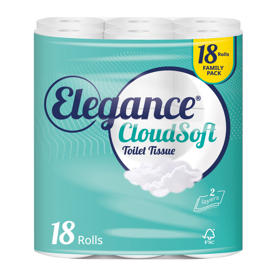 Elegance cloudsoft toilet tissue 2ply - 18pk