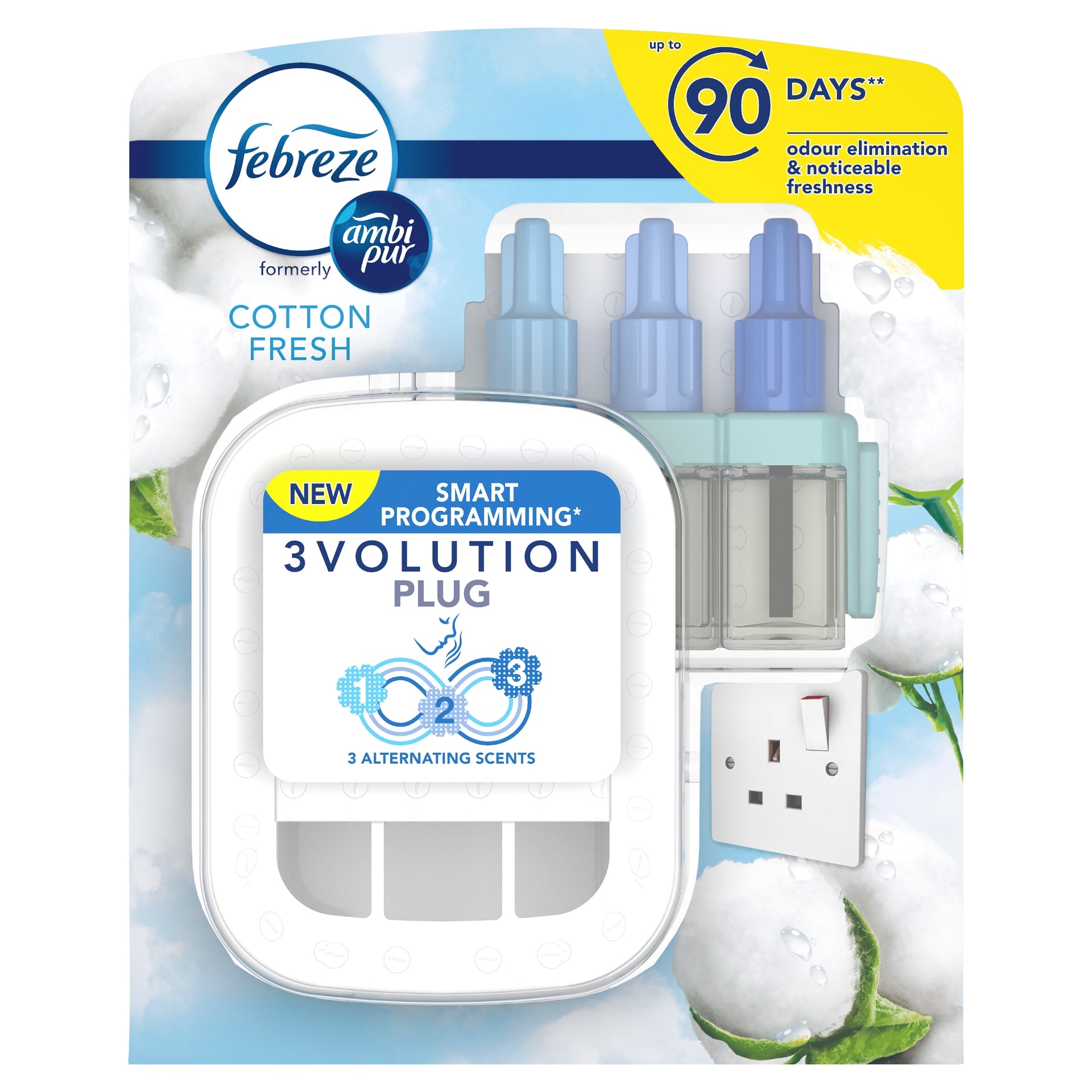 Febreze 3volution Air Freshener 1 Plug-In Diffuser - Contains Cotton Fresh Refill