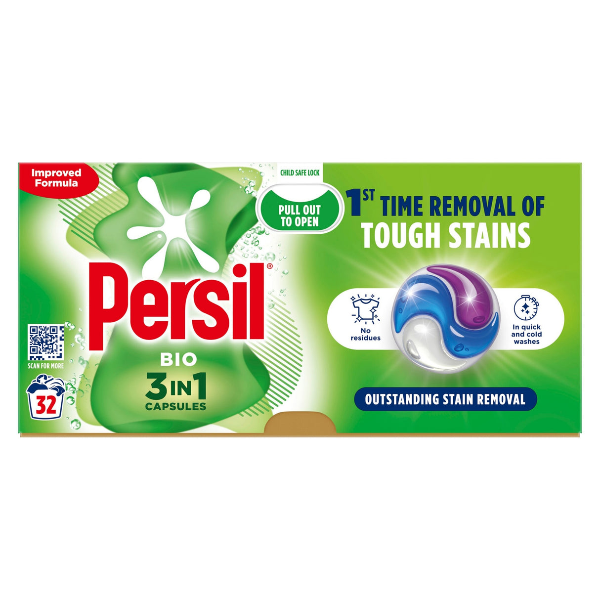 Persil 3 in 1 Washing Laundry Capsules - Bio - 32 Washes