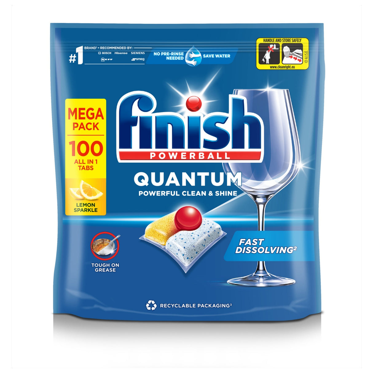 Finish Powerball Quantum Lemon Mega Pack - 100 Dishwasher Tablets