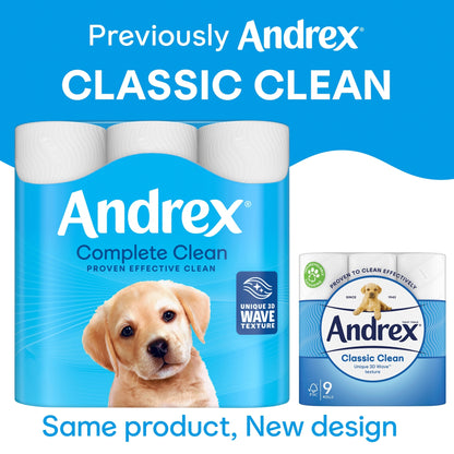 Andrex Complete Clean Toilet Tissue 9 Rolls