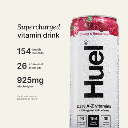 Huel Vitamin Drink : Sparkling Cherry & Raspberry - 330ml (Pack of 12)