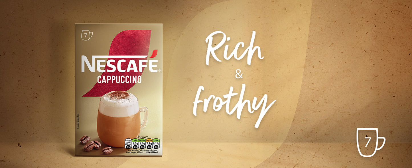 Nescafe Cappuccino Instant Coffee Sachets - Pack of 7