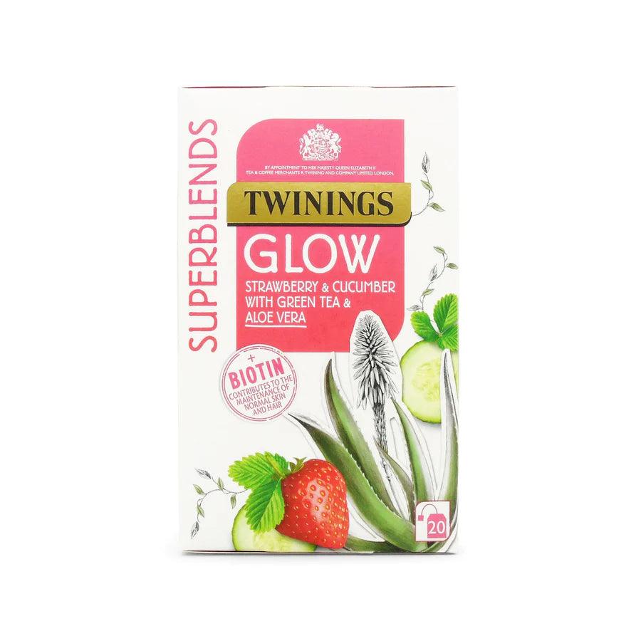 Twinings Tea: Superblends Glow Strawberry & Cucumber with Green Tea & Aloe Envelope Tea Bags - 20 Bags - Vending Superstore