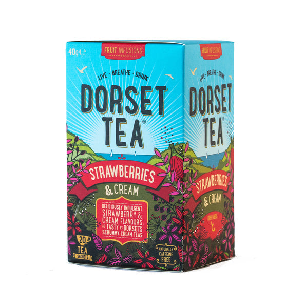 Dorset Tea: Strawberries & Cream - Individually Wrapped Envelope Tea Bags - (Box of 20)