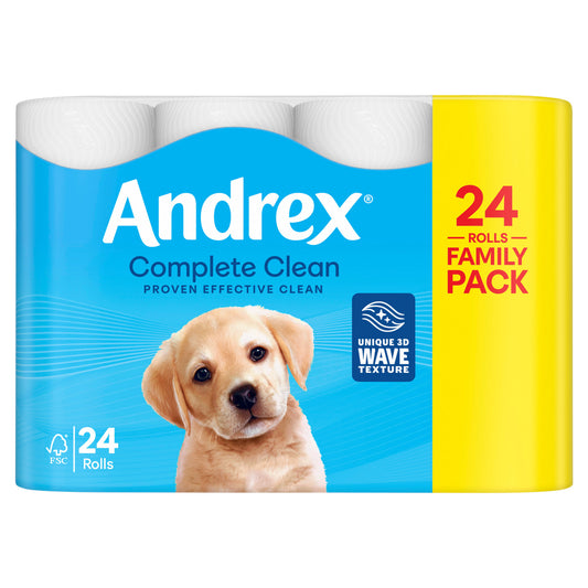Andrex Complete Clean Toilet Roll 2-Ply - 24 Pack