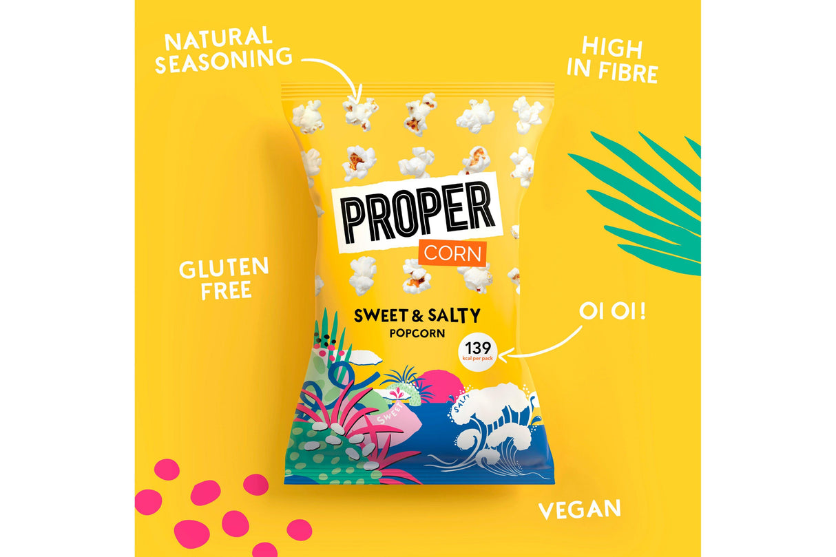 Propercorn Sweet & Salty Popcorn - Gluten Free, Vegan Friendly - 30g (Box of 24)