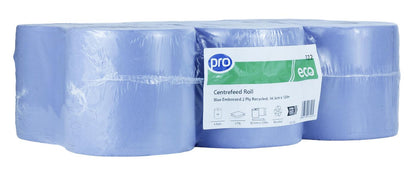 Pro Centrefeed Paper Rolls 2-Ply Blue - 16.6cm x 120m - Pack of 6