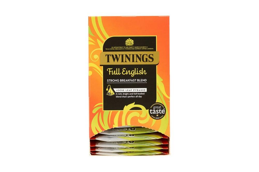 Twinings The Full English Mesh Tea Pyramids Individually Wrapped Envelope Tea Bags - (Box of 15)