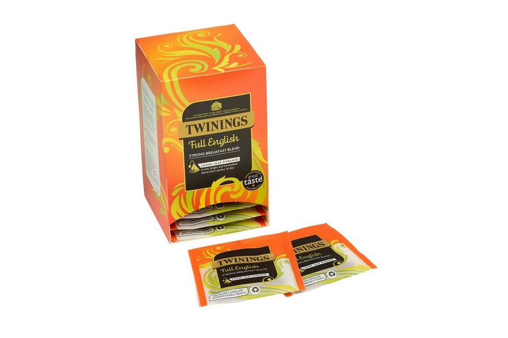 Twinings The Full English Mesh Tea Pyramids Individually Wrapped Envelope Tea Bags - (Box of 15)