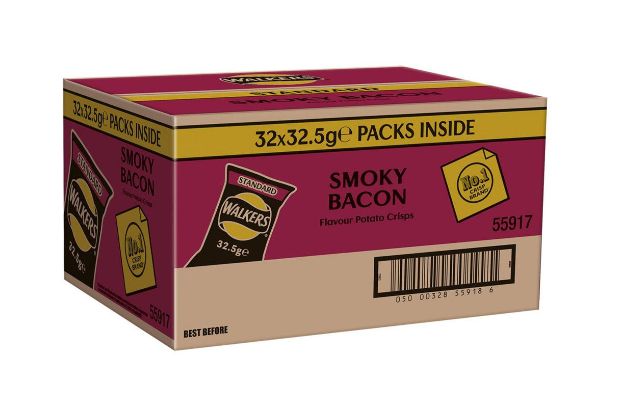 Walkers Crisps: Smoky Bacon - 32.5g (Box of 32)